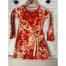 Persnickity Girls Size 7 Floral Orange Lucille Dress