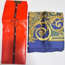 Hermes Carre 90 Silk Scarf Les Tuileries Garden Navy Unused New With Tags