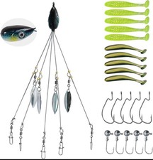 21Pcs 5 Arms Alabama Umbrella Rig for Bass Striper Rig Fishing Lures Bait Kit wi