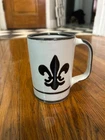 Fleur de lis Louisville stoneware co mug 12 ounce with brown accents