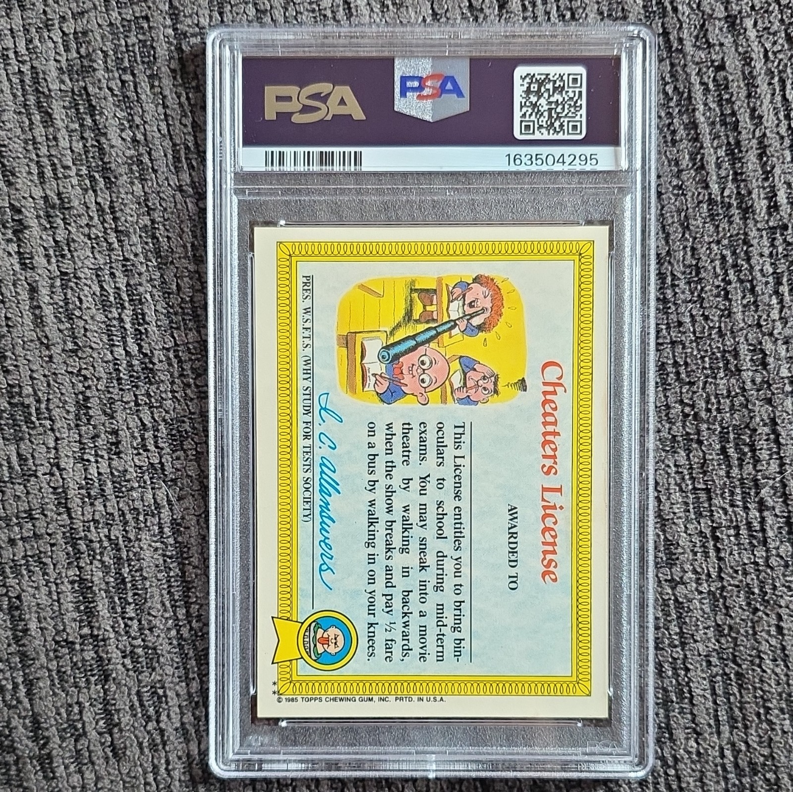Topps 1985 Garbage Pail Kids Stickers-Glossy Adam Bomb #8a PSA 6 view 2