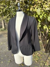 Chico's Size 0 Black Open Front Shawl Collar Blazer Jacket Sz Small Long Sleeve