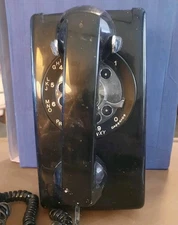 ITT Northern Telecom Classic Black wall phone direct wired untested model 554