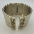 New Victoria's Secret Clamper Cuff Bracelet Wide Gold Tone Rhinestones Hinged