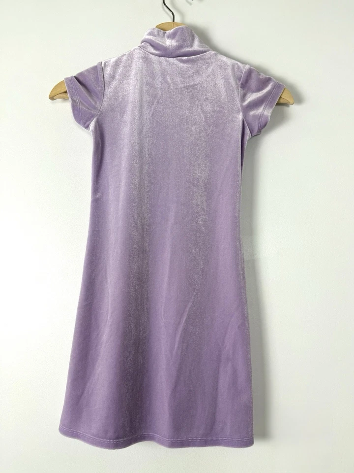 American Girl Soft as Snow Purple Velour Mock Neck Dress Girl Size Extra Small 6 - Image 4 of 4