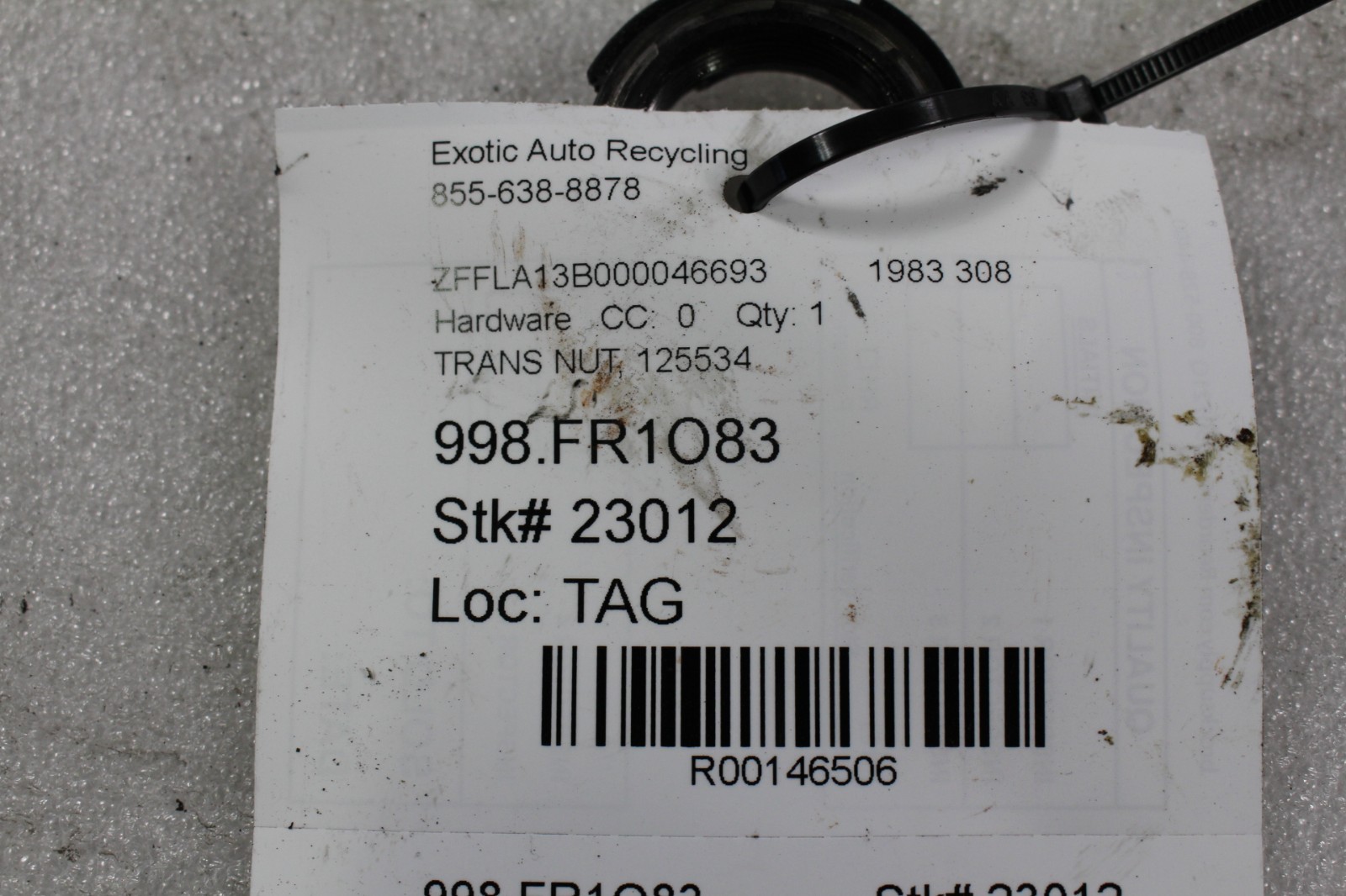 Ferrari 308, Transmission Nut, Hardware, Used, P/N 125534