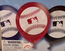 Major League MLB Baseball Logo Birthday Party Six Pack of 12” Balloons.  NEW