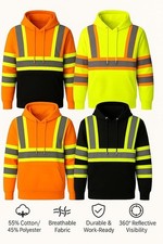 High Visibility Reflective Safety Fleece Sweatshirts Hoodie For Men Women