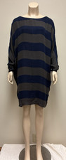 Stella McCartney Navy Brown Strip Silk Shift Dress Sz 38, Great Deal