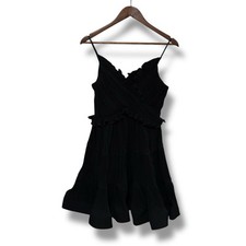 Ciebon Women's Saindhava Ruffle Pleated Mini Dress Black Size S 15.5x33 *Flaw