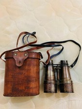 Handmade Solid Brass Binoculars with Brown Leather – Nautical & Antique Style