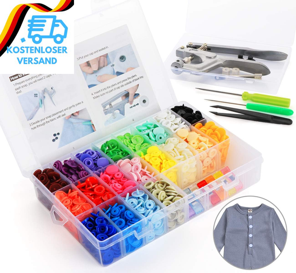 Ilauke 400 Druckknopf Set Mit Zange, T5 DruckknöPfe Plastik In 20 Farben Und Fes-image