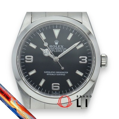 Rolex Explorer 14270 Swiss SS Men's Watch Black 1997 Good