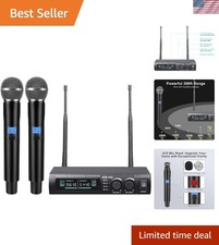 Versatile Dual UHF Cordless Microphone Set - 16H Continuous, Perfect for Events