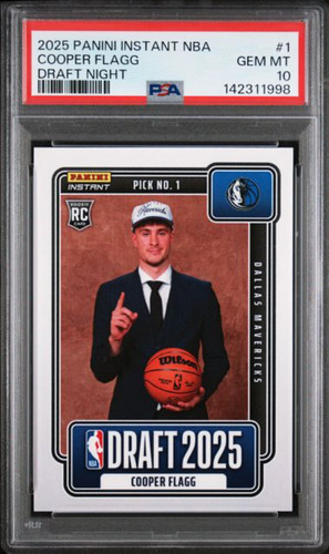 2025 PANINI INSTANT NBA DRAFT NIGHT COOPER FLAGG DALLAS MAVERICKS PSA 10 ROOKIE