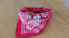 Super Cute Small Dog Collar with Red Bandana Neckerchief 14" to 12" Neck Unused