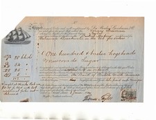 St Lucia 1884 Bill of Lading with two Revenue stamps