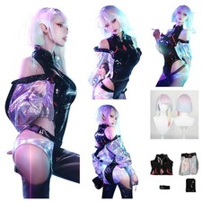 Punk Women Lucy Silver Coat Wig fullset Cosplay costume Halloween Lucy outfits