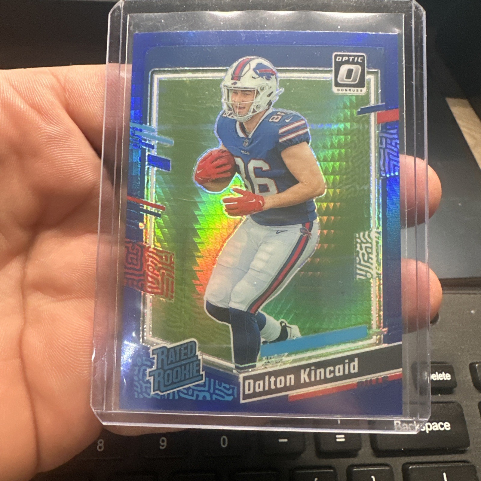 2023 Panini Donruss Optic - Rated Rookie Dalton Kincaid #211 Blue Hyper Prizm...