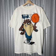 Vintage Looney Tunes Taz Shirt Mens Large Basketball Graphic 90s Double Sided