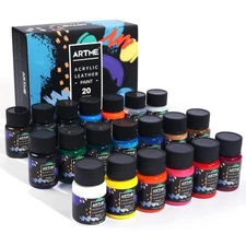Acrylic Leather Paint Set 20 Colors 30ml for Shoes Jackets and Leather