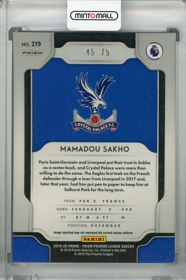 2019-20 Panini Prizm Premier League Crystal Palace Mamadou Sakho /75 - Image 2 of 2