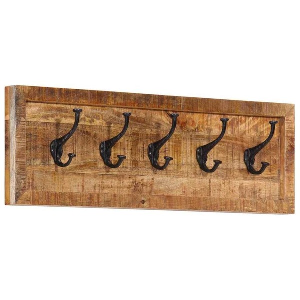 Wandgarderobe Mit 5 Haken Massivholz Mango-image