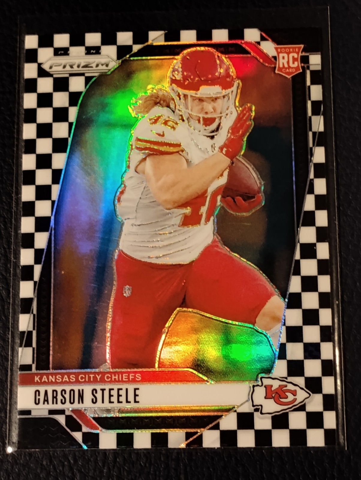 2024 Panini Prizm - Rookies Carson Steele #377 Black & White Checker Prizm (RC)