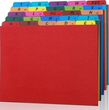1 Set 25 Alphabet File Dividers A-Z Top Tab File Guides Letter Size 1/5 Cut T...