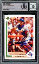 Ivan Rodriguez Auto 1991 Upper Deck Final Edition RC 55F Rangers Auto 10 Beckett