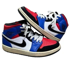 Nike Air Jordan 1 Mid Top 3 Men 8.5 Red Blue Retro Basketball 554724-124