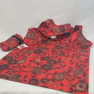 Reisenthal Mini Maxi Shopper Red Brown Floral Foldable Shopping Bag Water Holder