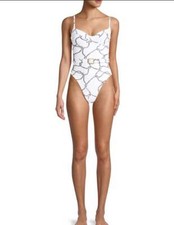 WeWorewhat Danielle Rope One Piece Swimsuit SZ XS White/Black 195