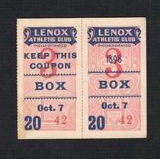 EXTREMELY RARE 1898 boxing ticket Mysterious Billy Smith v McKeever Miner Chip M