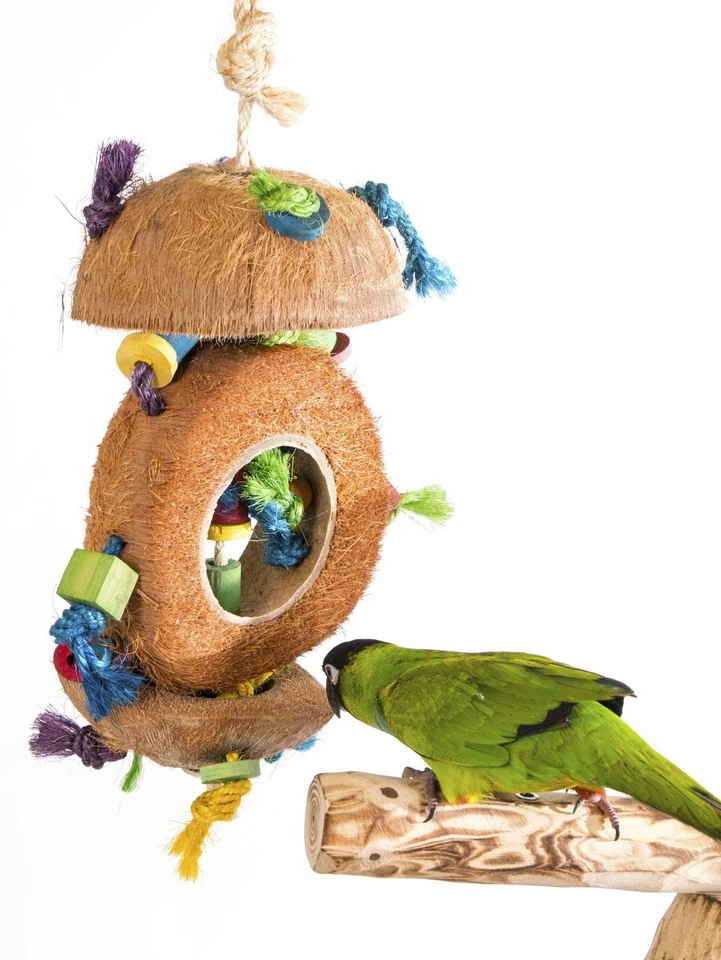 15英寸高椰子卡博布带木材和剑麻可切碎鸟类玩具,鹦鹉玩具鸟类用品 — 第 2/2 张图片