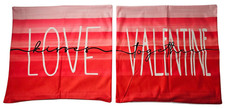 2 Valentines Day Heart Love Soft Pillow Covers 18" x 18" Red Hearts with Zipper