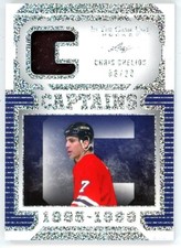 2023 LEAF IN THE GAME USED HOCKEY CAPTAINS RELIC #08/20 RED WINGS Chris Chelios