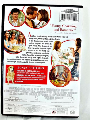 Because I Said So Full Screen DVD Diane Keaton Mandy Moore - Imagen 2 de 3
