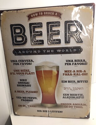 How To Order A Beer Around The World sign Metal Tin Sign For Bar Garage Shop
