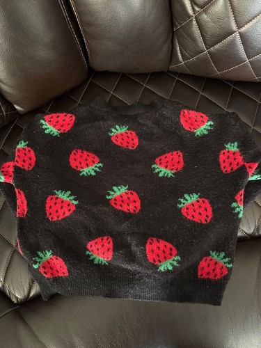 art class girls 7/8 strawberry cardigan fuzzy - Picture 2 of 2