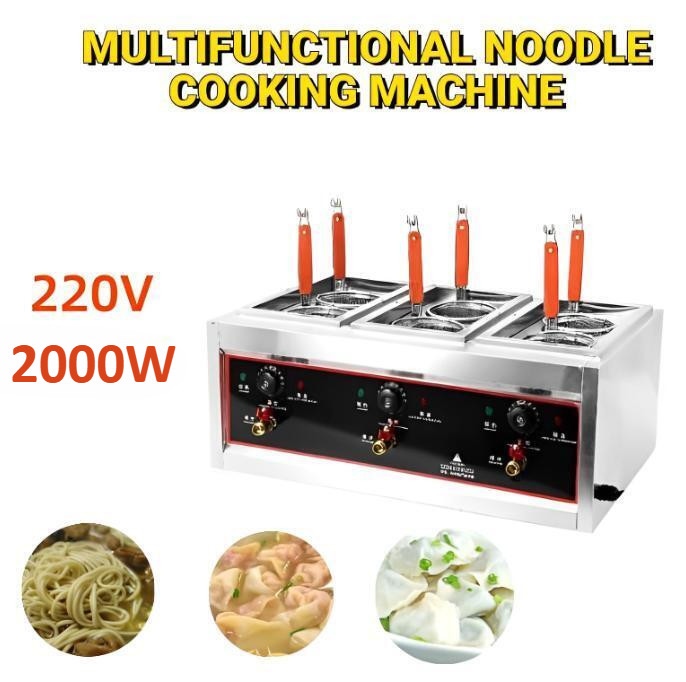 220V 6 Baskets 2000W Electric Commercial Noodles Cooker / Pasta Cooking Machine