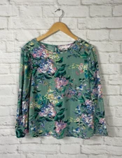 LC Lauren Conrad Womens Green Floral Shirt Size Medium