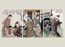 Decor Poster.Wall design.Home room interior.Japanese Geisha life woodcuts.12576