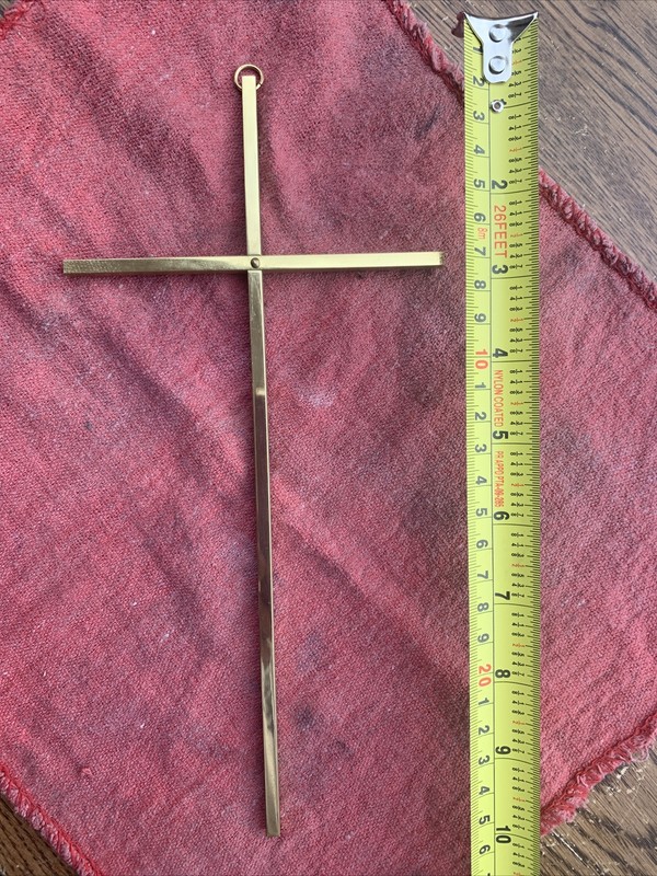 Vintage Wall Cross 10 inch Brass Metal