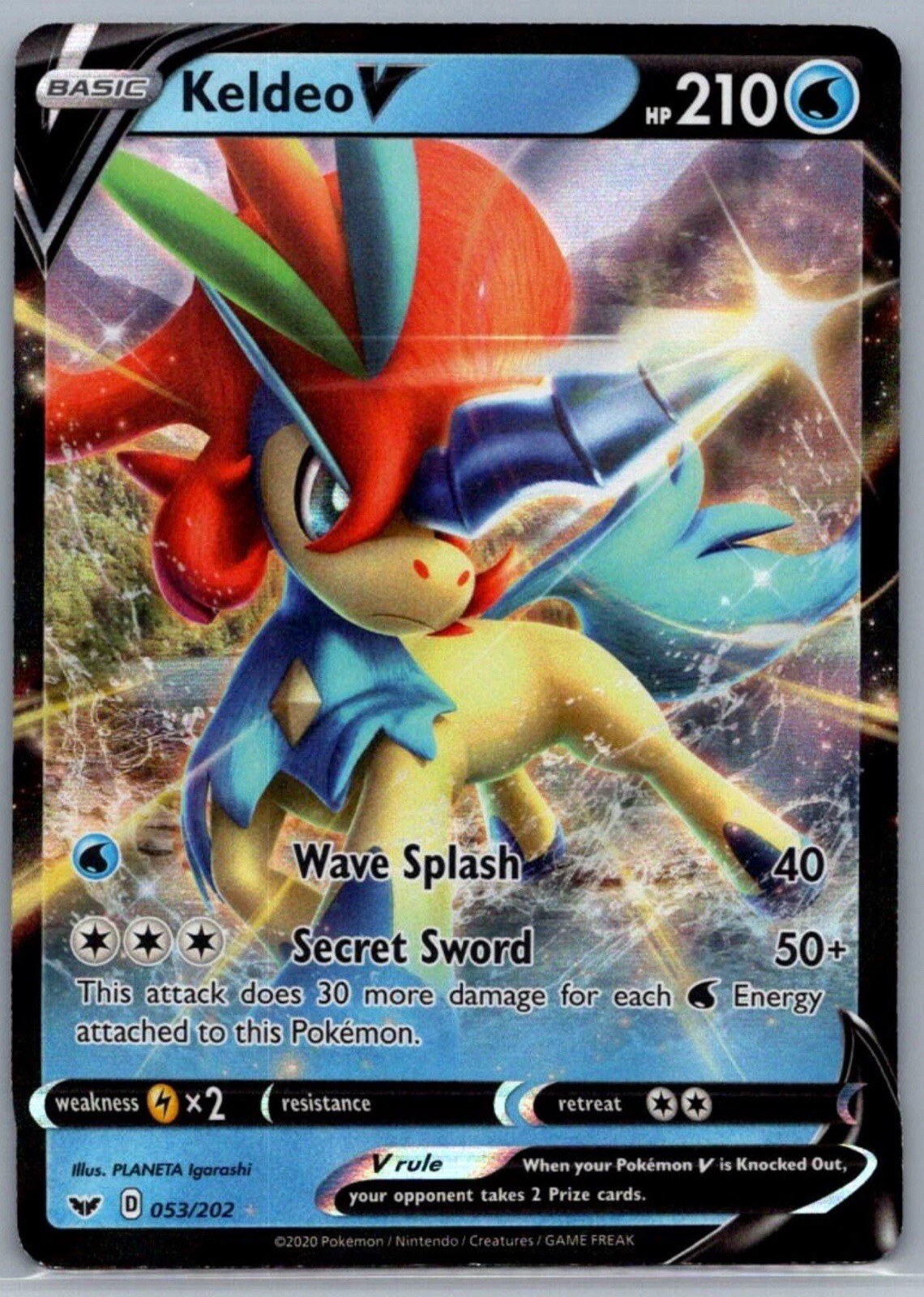 Pokemon Keldeo V SWSH01: Sword & Shield Base Set 053/202 Near Mint NM