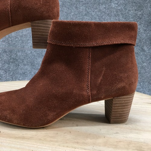 Lucky Brand Boots Womens 7.5 M Zaprika Pull On Pointed Bootie Brown Suede Heels - 第 3/19 張圖片