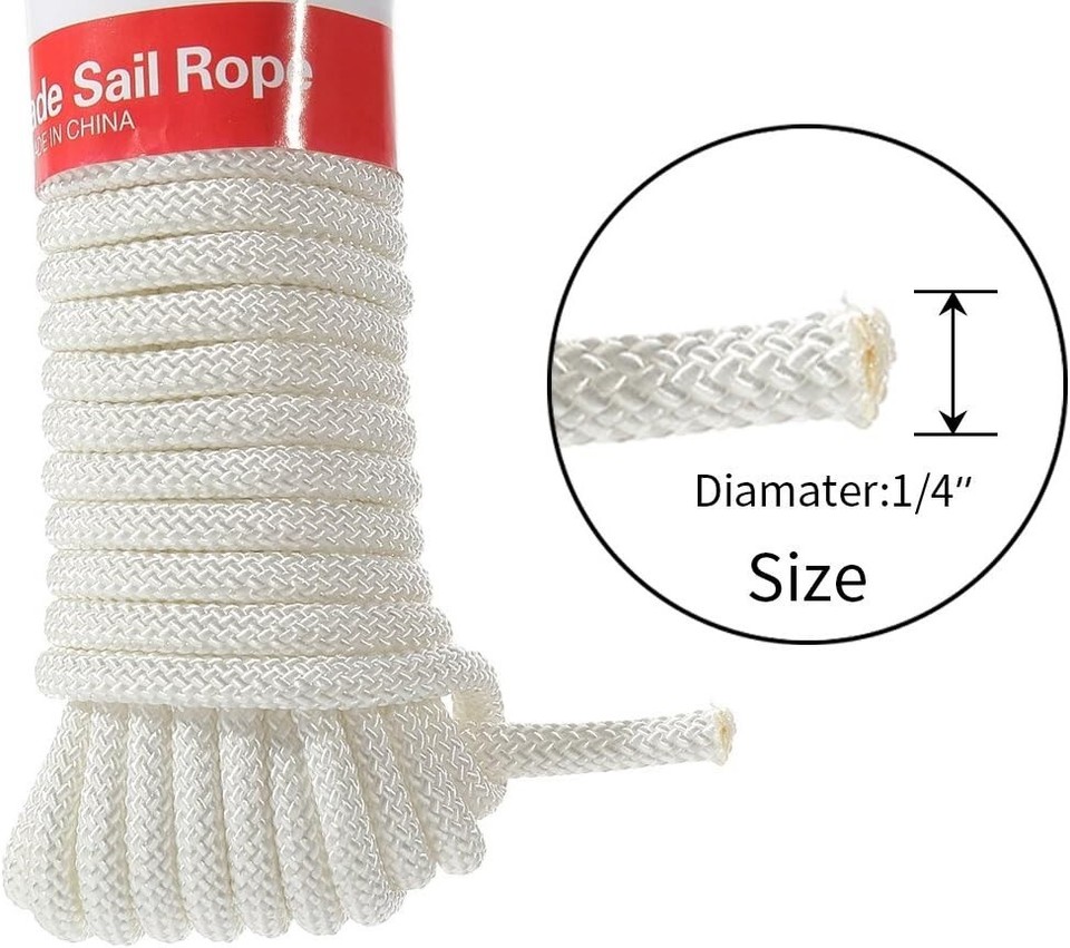 Sun Shade Sail Flagpole Heavy Duty Outdoor 100% Polyester Braided White ...