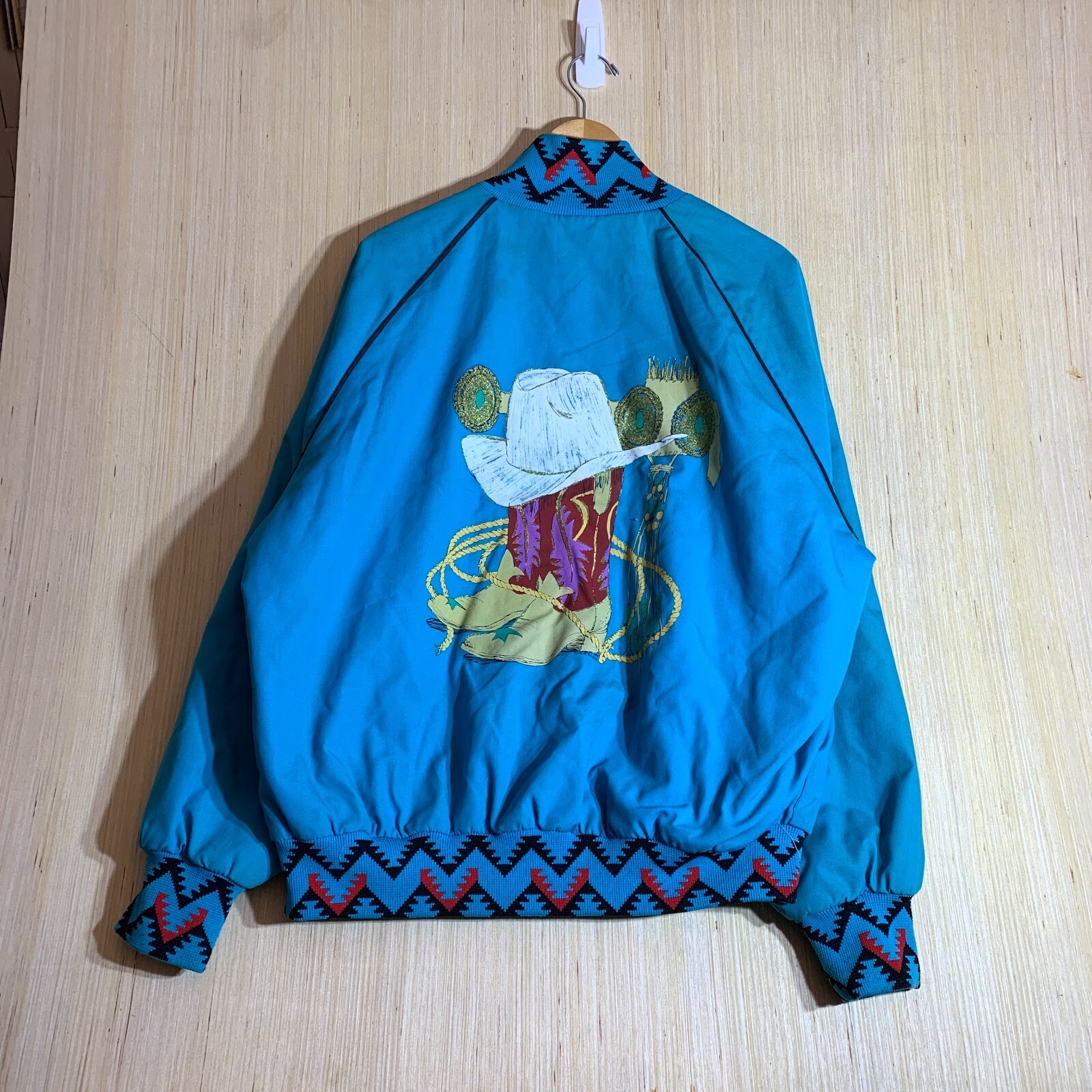 VTG Western Cowboy Jacket Adult Extra Large Blue Long Sleeve Men's Zip Up 90's