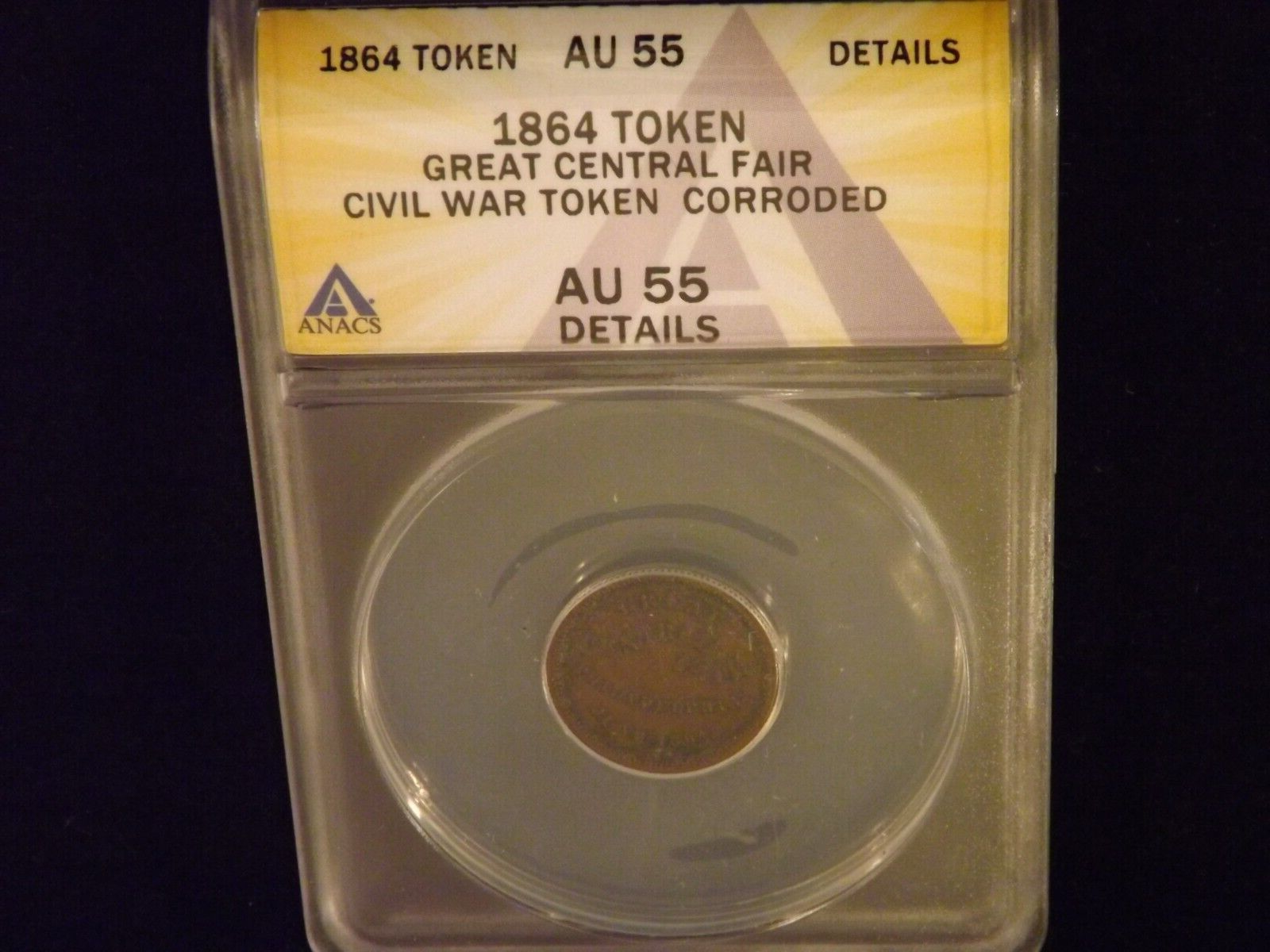 1864 Great Central Fair Civil War Token ANACS AU 55 | eBay