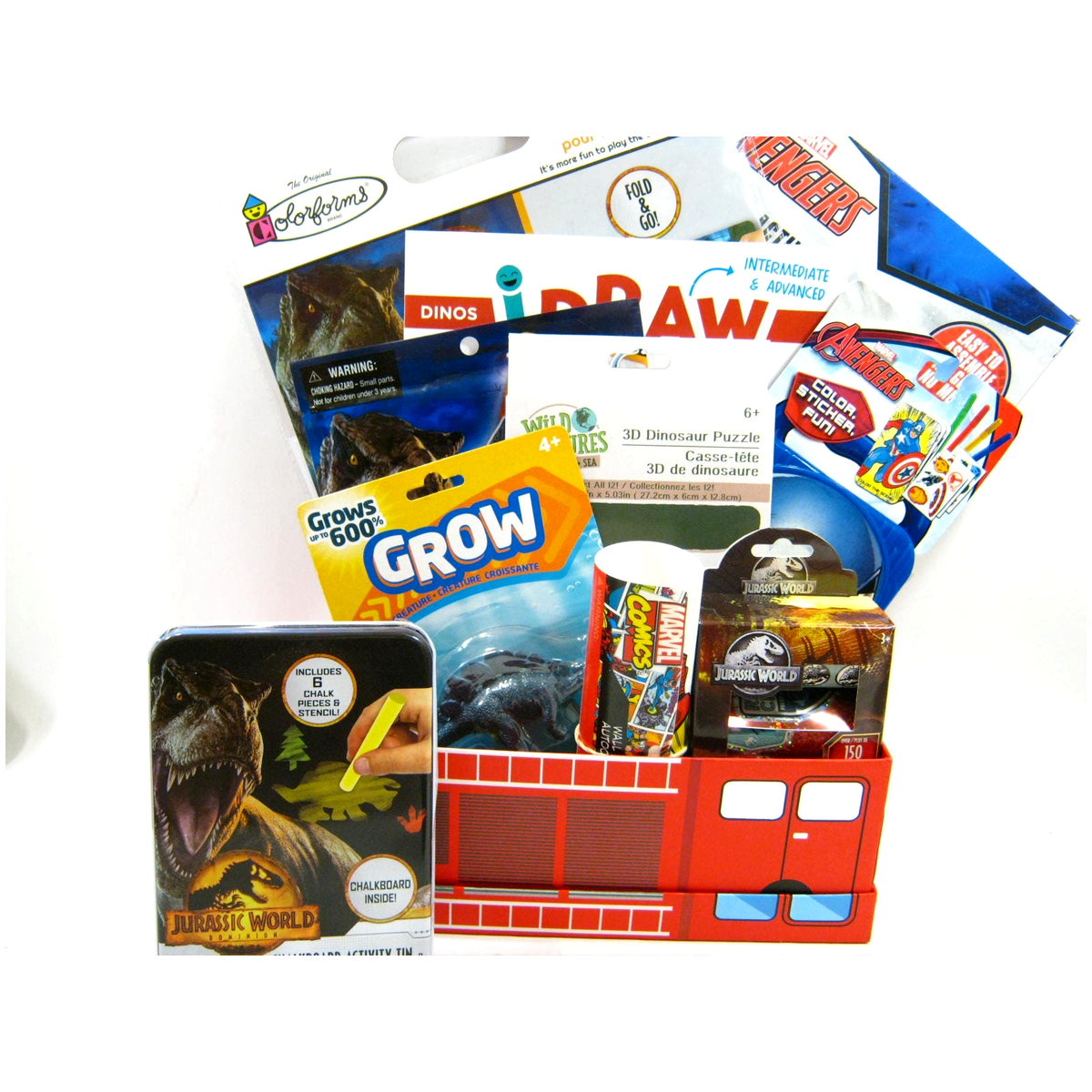 Dinosaurs Superheros Arts Crafts Boys Gift Basket Birthday Easter School  Raffle